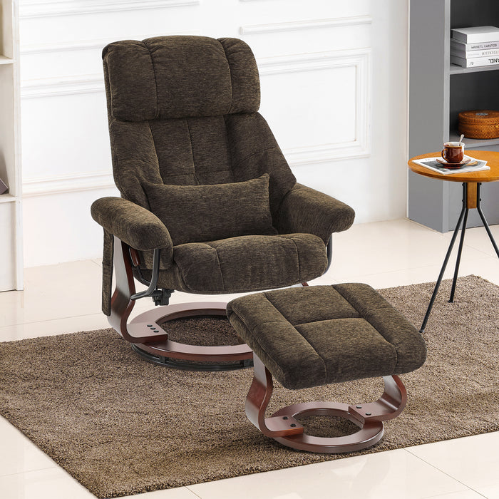 MCombo Swivel Recliner with Ottoman, Reclining Chair with Massage, Chenille Lounge Chair for Living Room Bedroom 4441