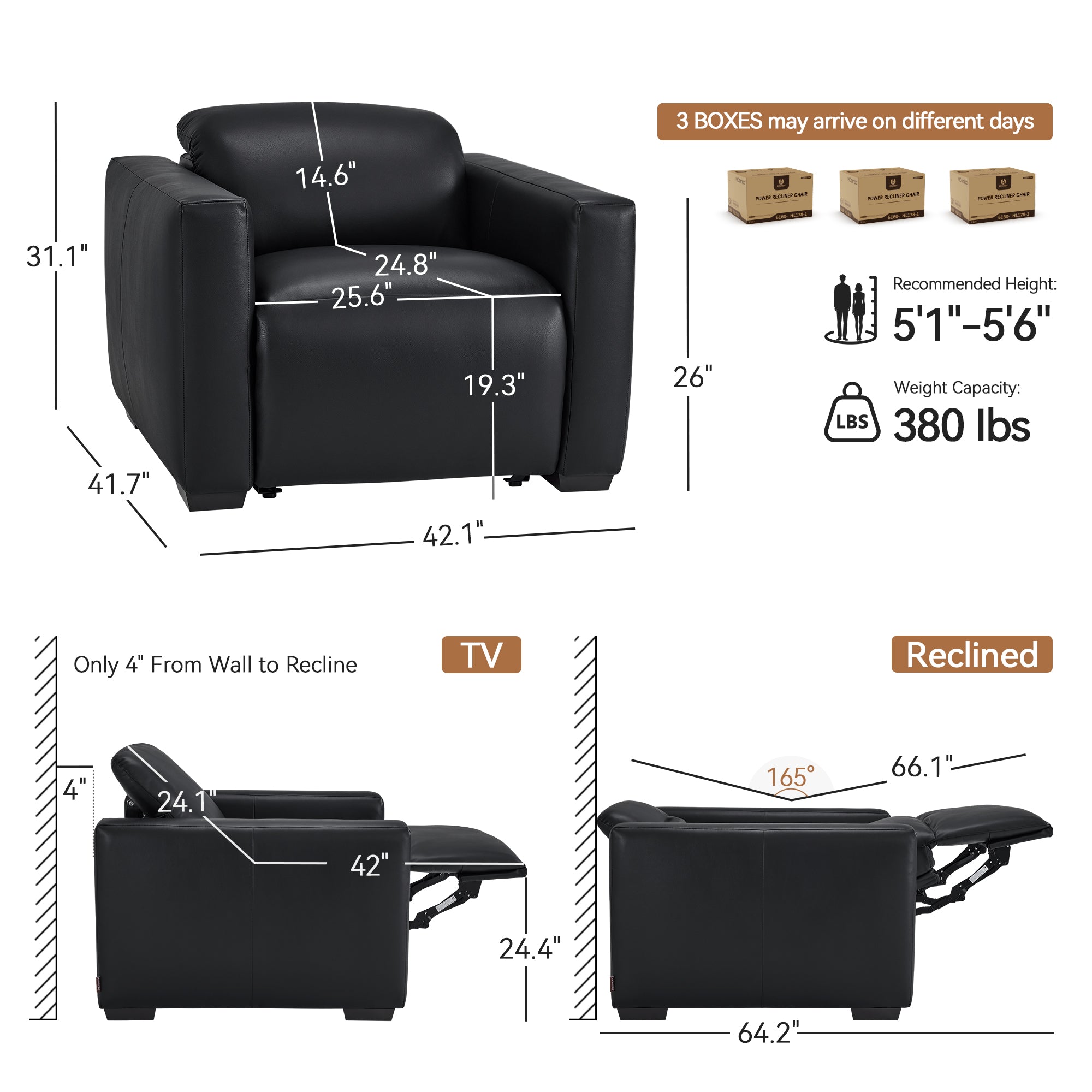 Wall Hugger Zero Gravity Power Recliner, Faux Leather ST280