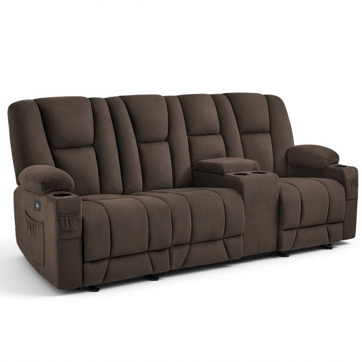 92 in 3 Seater Reclining Sofa with Storage Console 6034M4