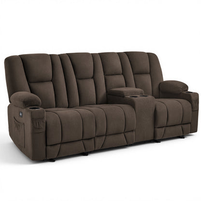 92 in 3 Seater Reclining Sofa with Storage Console 6034M4