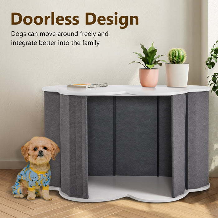 MCombo Wooden Dog Crate Furniture, Cloud Shape End Table Pet Crate, Solid Rubber Wood Indoor Cage for Dogs/Pets, SW84