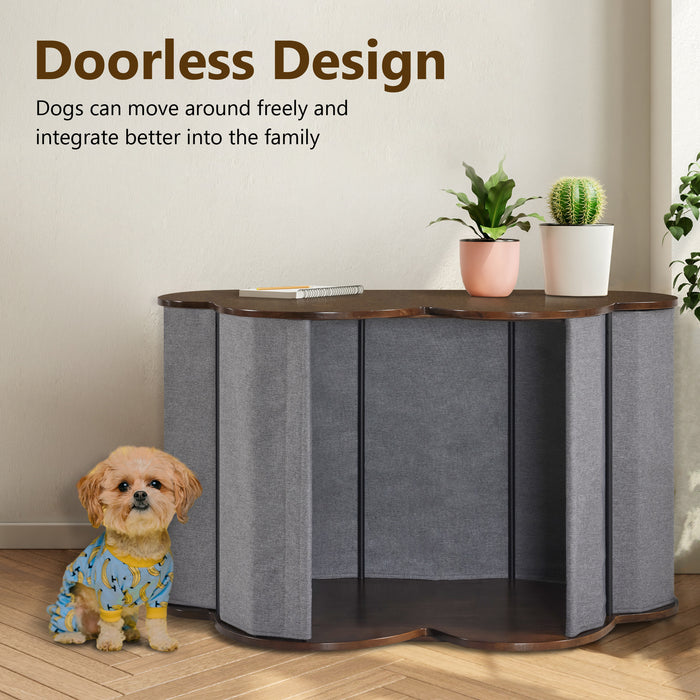 MCombo Wooden Dog Crate Furniture, Cloud Shape End Table Pet Crate, Solid Rubber Wood Indoor Cage for Dogs/Pets, SW84