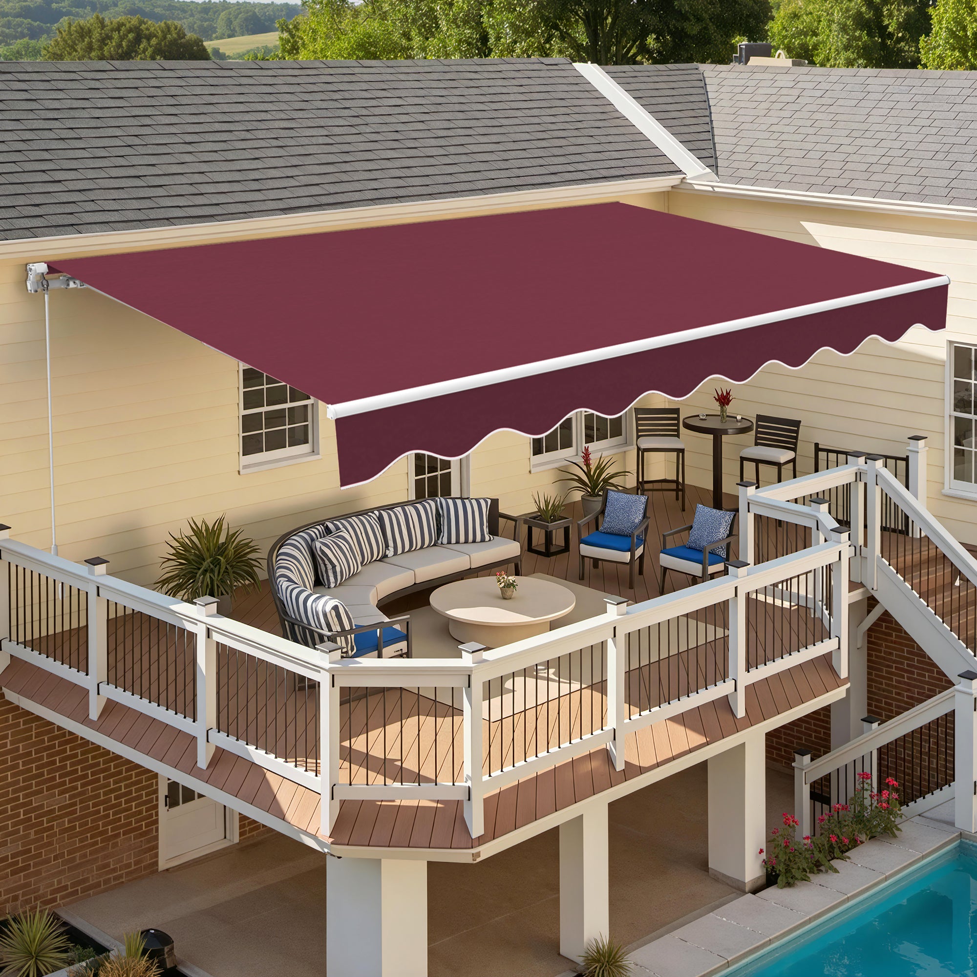 Manual Patio Awning, Retractable Sunshade for Doors and Windows