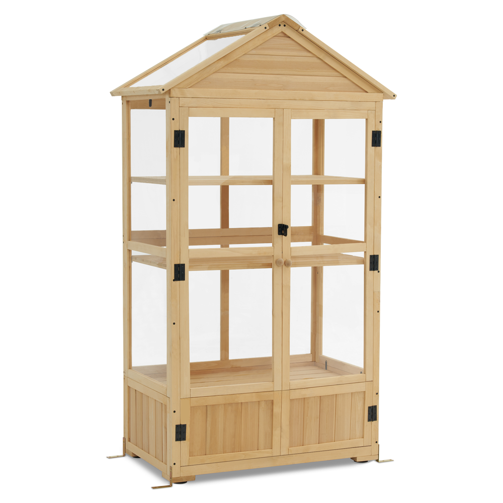 Cold Frame Greenhouse, 3 tier Wooden Greenhouse with Ad