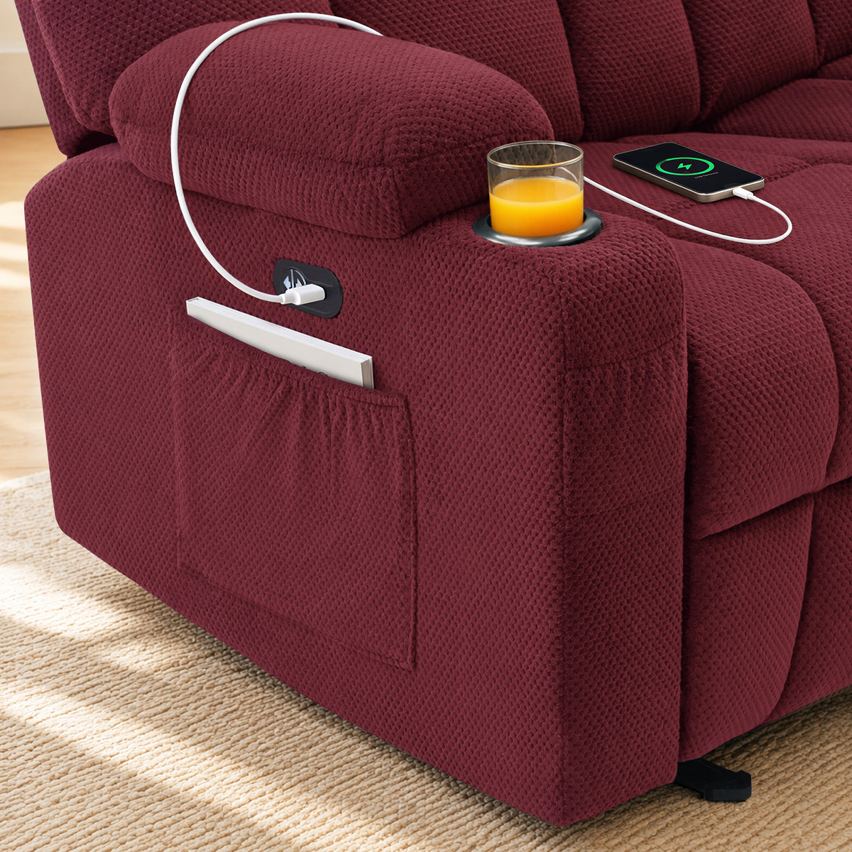 81 in 3 Seater Reclining Sofa with Heat and  Massage 6034M3