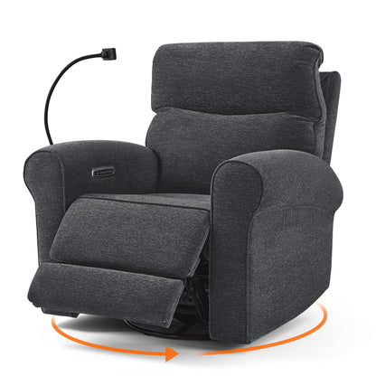 Triple Motor Power Swivel Rocker Recliner with Adjustable Headrest & Extended Footrest, Fabric PR638