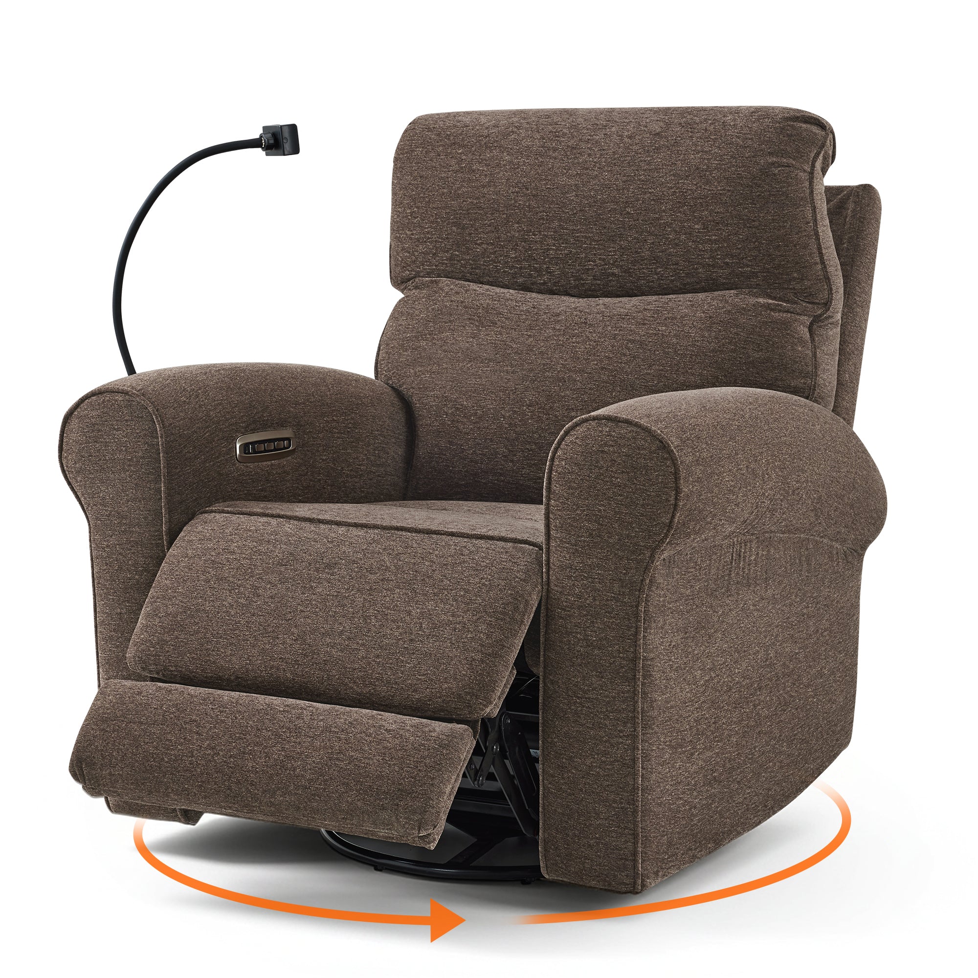 Triple Motor Power Swivel Rocker Recliner with Adjustable Headrest & Extended Footrest, Fabric PR638