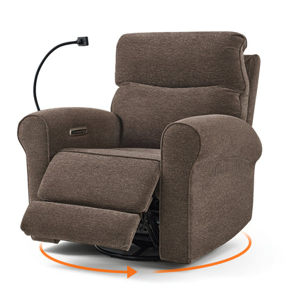 Triple Motor Power Swivel Rocker Recliner with Adjustable Headrest & Extended Footrest, Fabric PR638