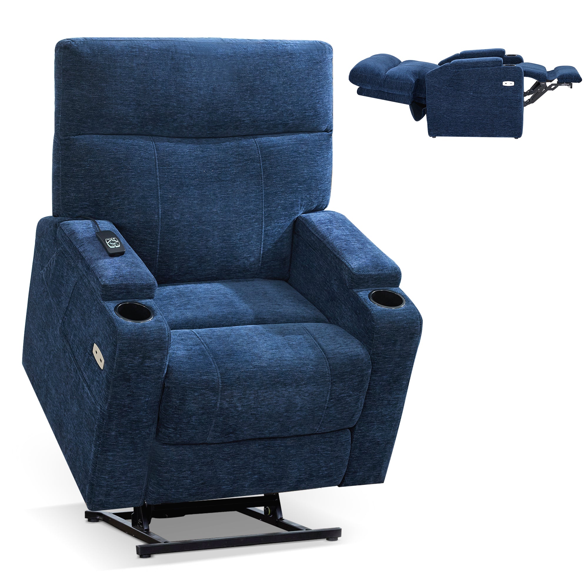 Dual Motor Lay Flat Power Lift Chair with Massage & Heat, Fabric