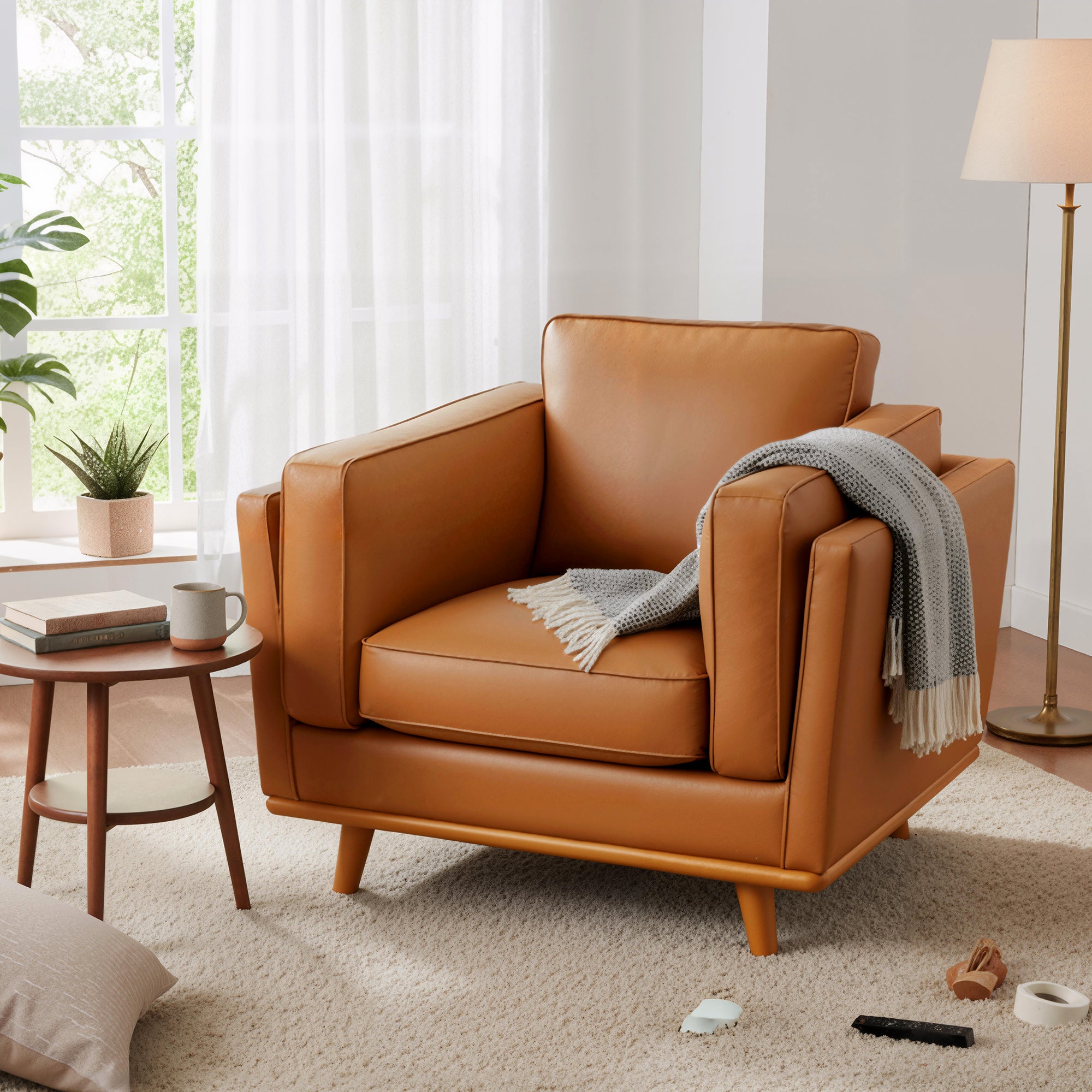 Napa Leather Couch,  Leather Sofa for Living Room, Office, Solid Wood Accent, Vintage Italian Leather, VE792|VE793|VE794
