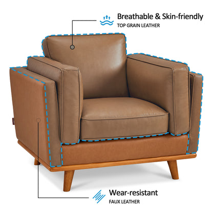 Napa Leather Couch,  Leather Sofa for Living Room, Office, Solid Wood Accent, Vintage Italian Leather, VE792|VE793|VE794