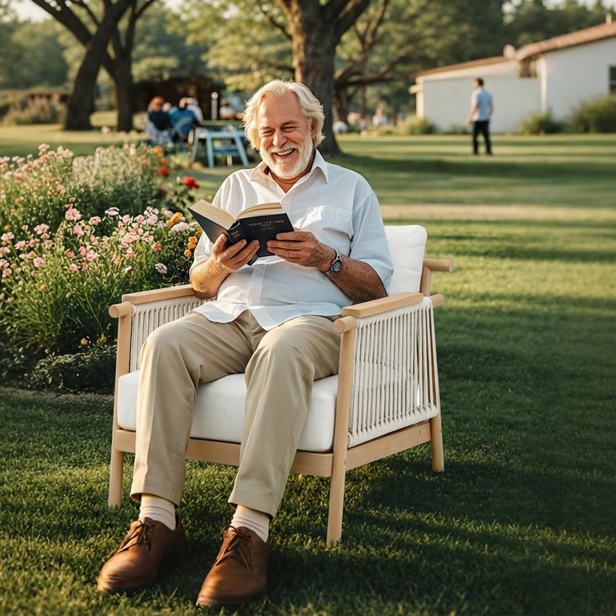 Patio Rattan Chair, Outdoor Wicker Furniture with 7.9″ Thickened Cushions and Acacia Wood Frame for Backyard, Deck, Indoor OF105