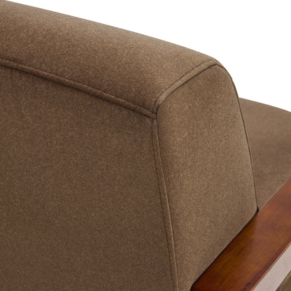 Swivel Glider Accent Chair, Wood Arm, Pet-Friendly Fabric, Classic Style for Living Room & Bedroom