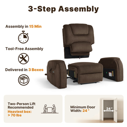 4-Motor Power Lift Recliner with Power Lumbar & Headrest R7558