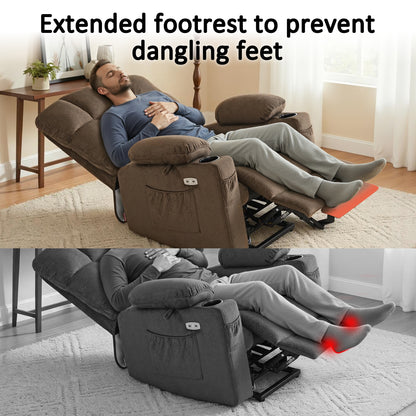 Power Lift Recliner Chair for Elderly, Dual Motor, Massage and Heat, Fabric 7680|7679|R7688|R7677
