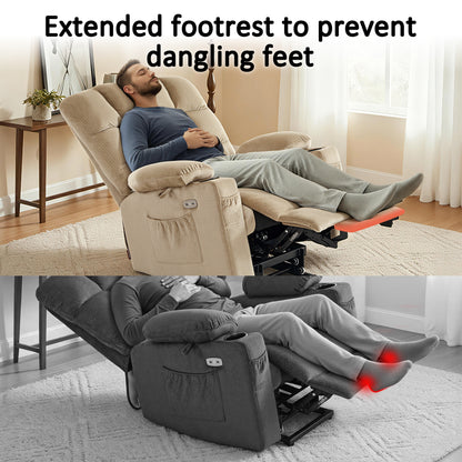 Power Lift Recliner Chair for Elderly, Dual Motor, Massage and Heat, Fabric 7680|7679|R7688|R7677