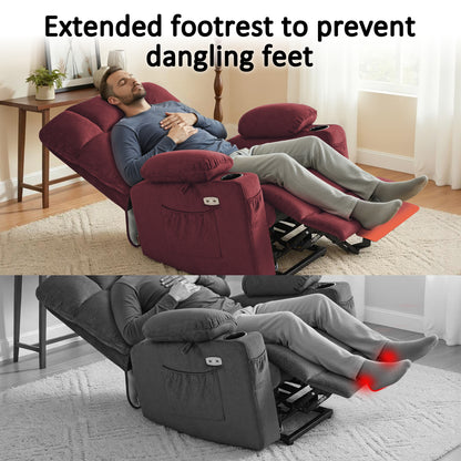 Power Lift Recliner Chair for Elderly, Dual Motor, Massage and Heat, Fabric 7680|7679|R7688|R7677