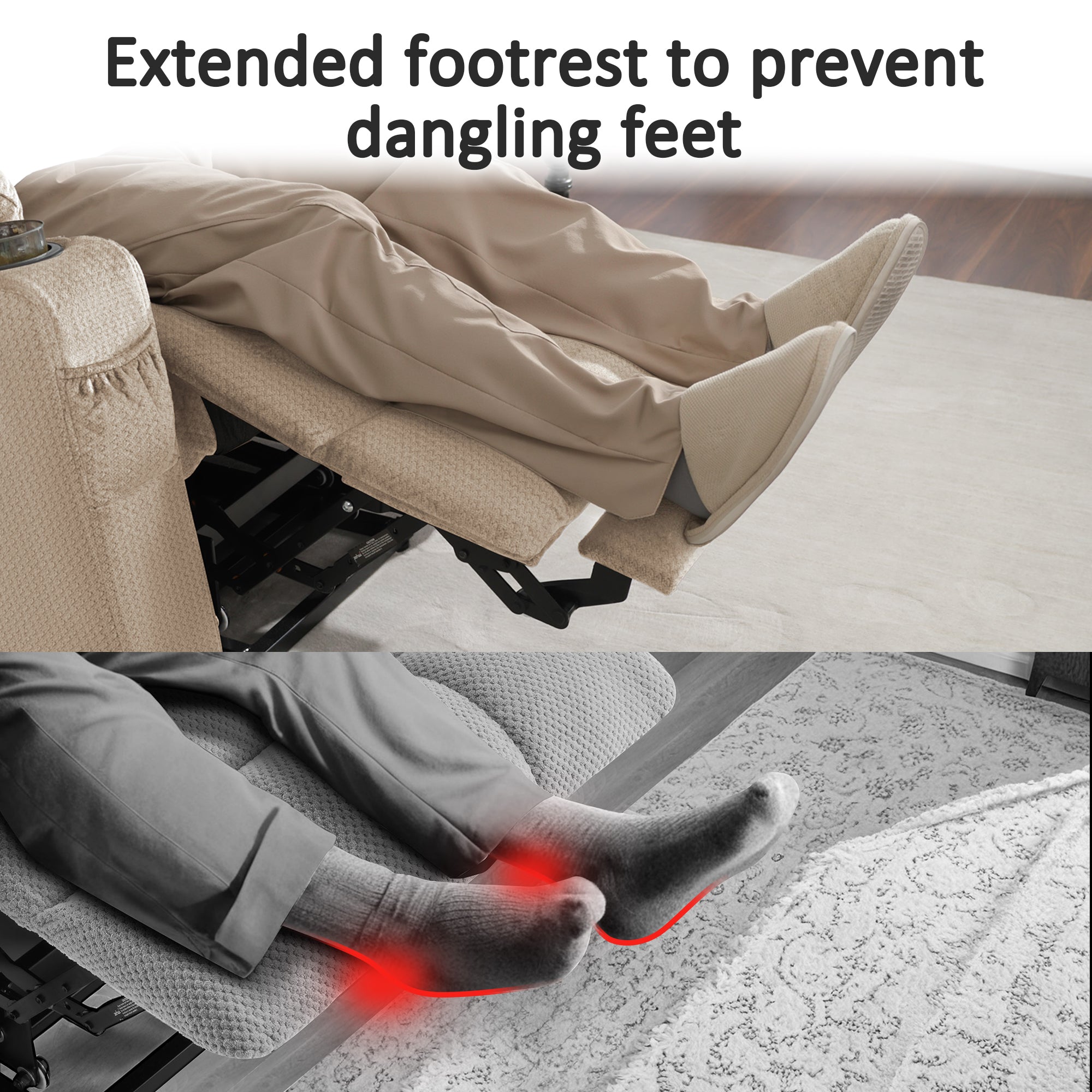 Power Lift Recliner Chair for Elderly, Triple Motor, Massage and Heat, Fabric 7661|7662|7664