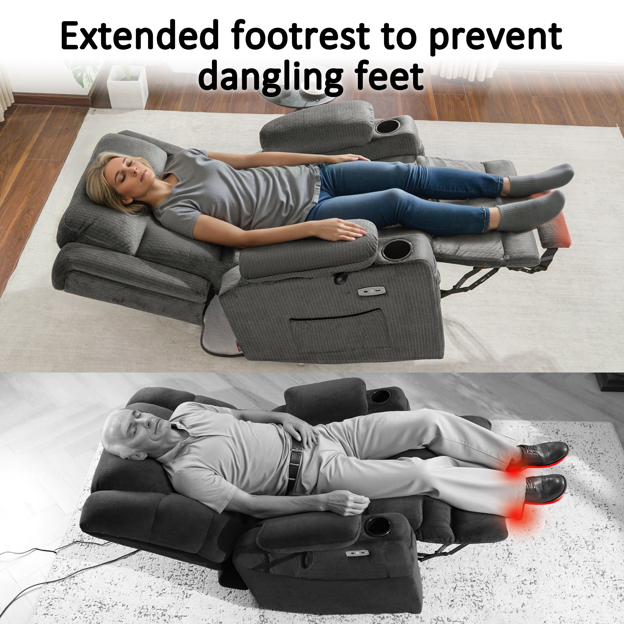 Power Lift Recliner Chair, Triple Motor, Massage and Heat, Fabric 7661|7662|7664