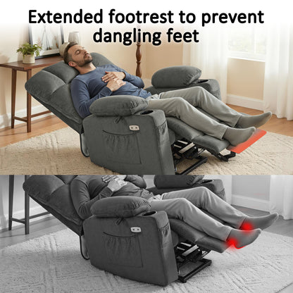 Power Lift Recliner Chair for Elderly, Dual Motor, Massage and Heat, Fabric 7680|7679|R7688|R7677