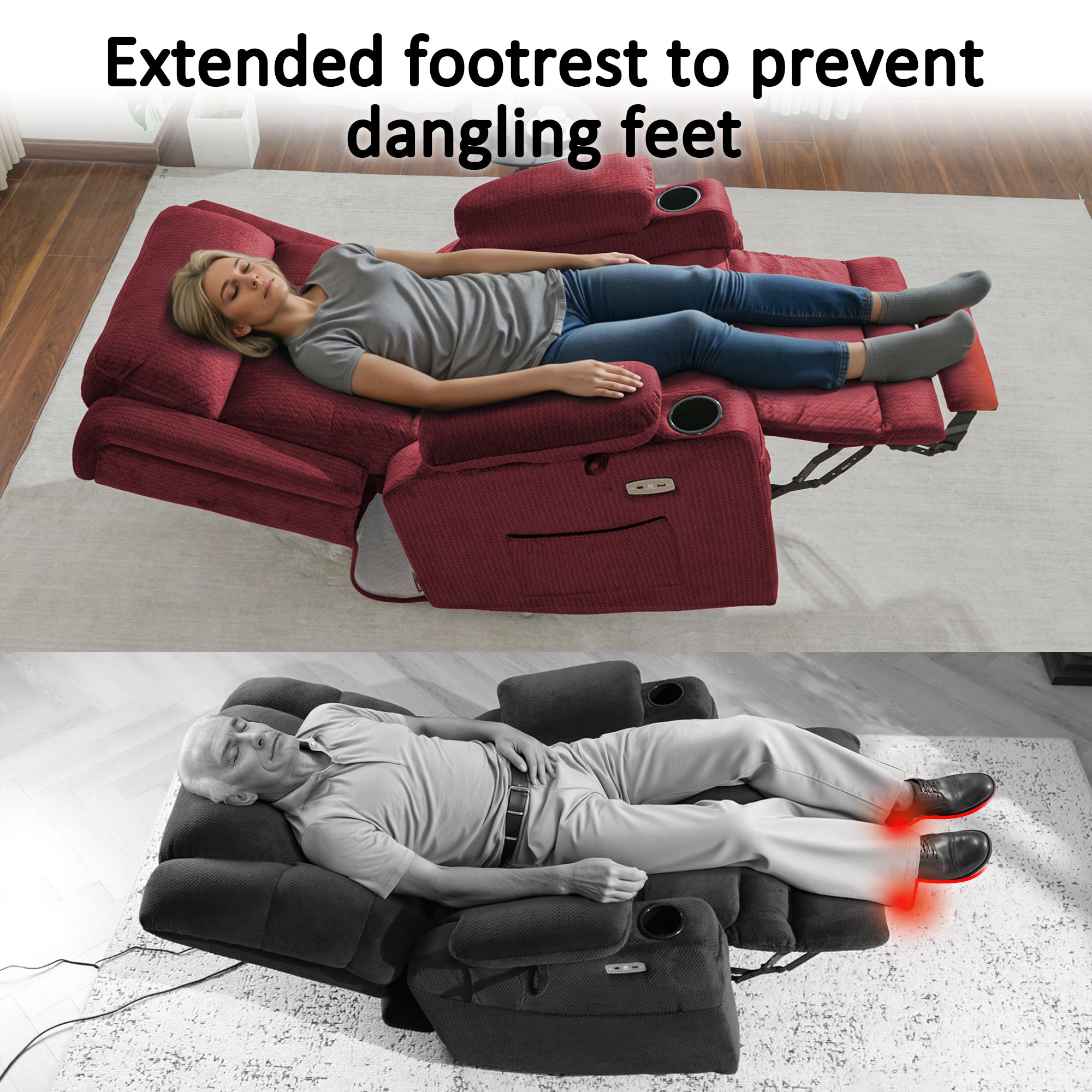 Power Lift Recliner Chair, Triple Motor, Massage and Heat, Fabric 7661|7662|7664