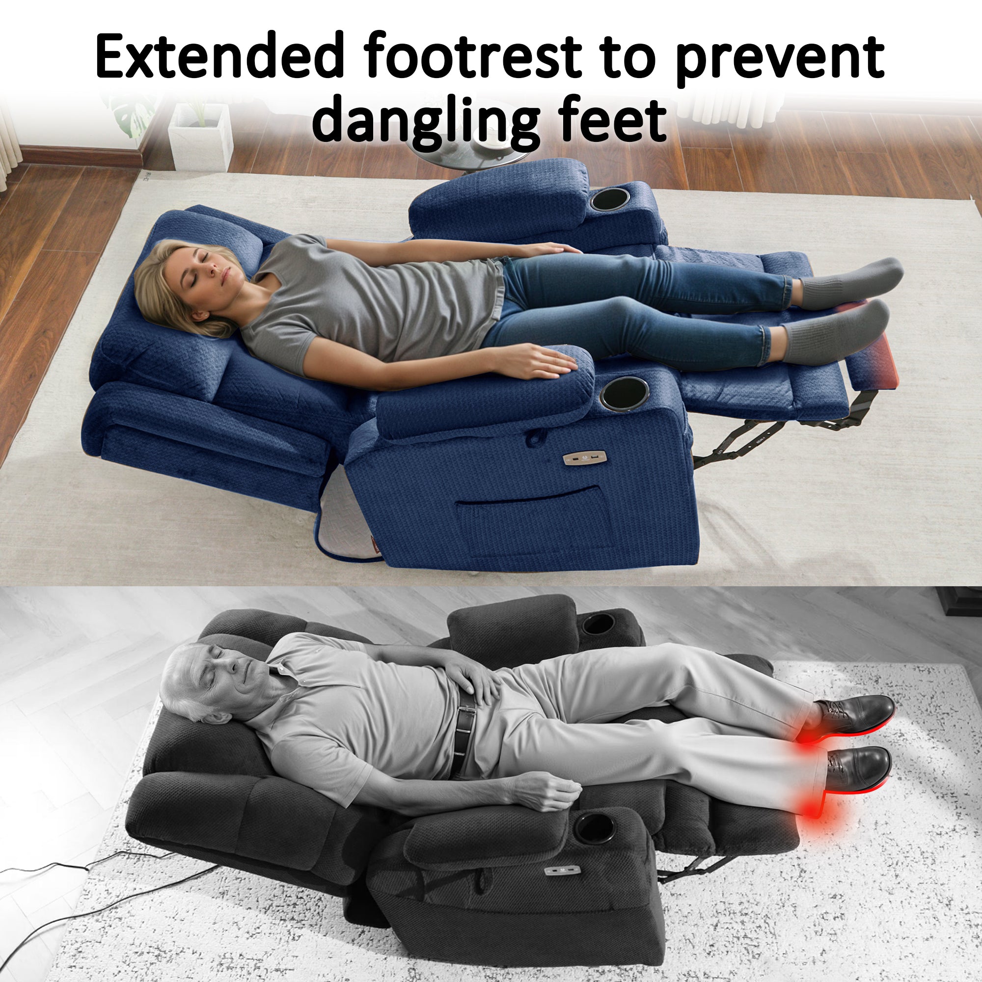 Power Lift Recliner Chair, Triple Motor, Massage and Heat, Fabric 7661|7662|7664