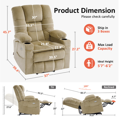 Power Lift Recliner Chair, Triple Motor, Massage and Heat, Fabric 7634|7631|7632|R7635