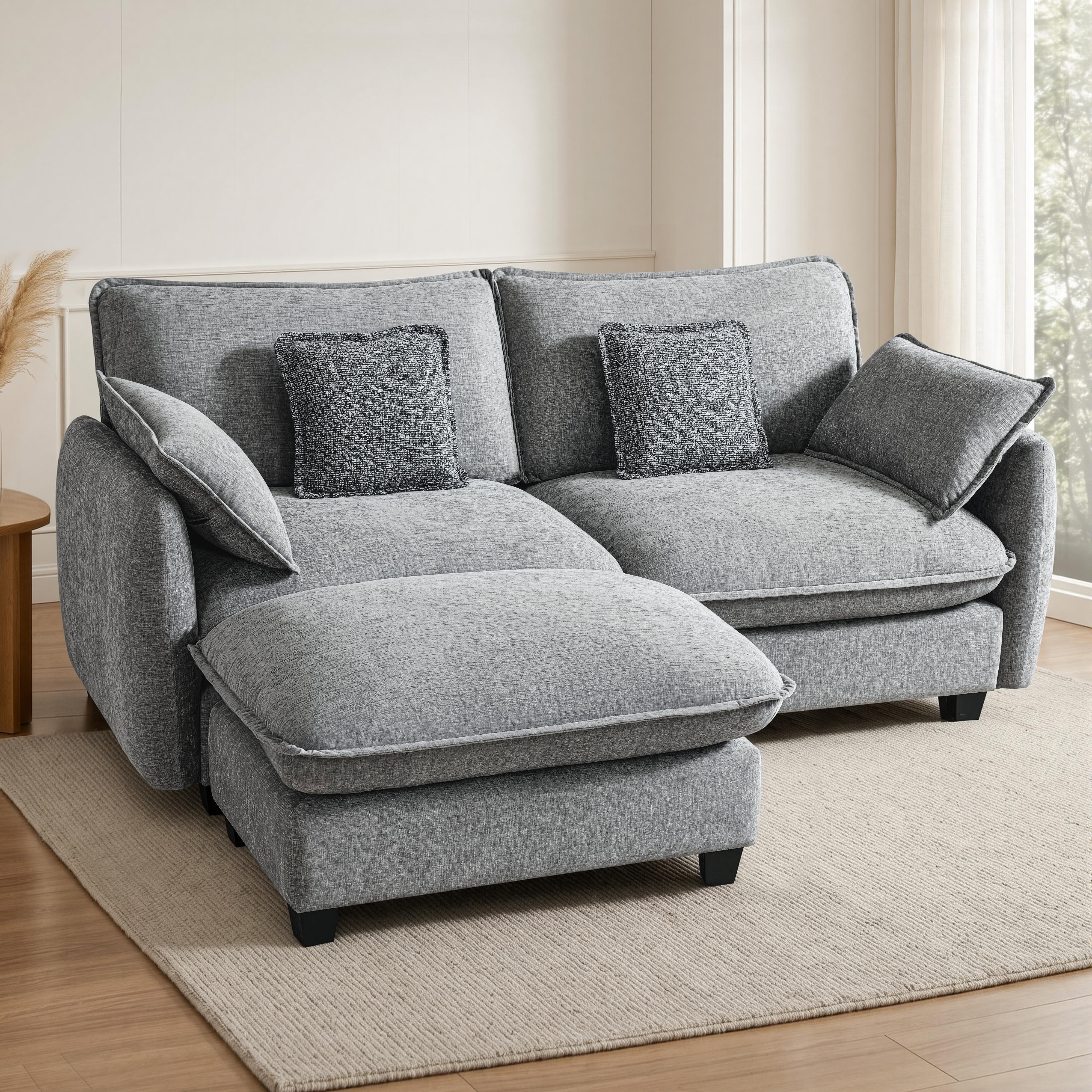 Oversized Cloud Modular Sectional Sofa, FSC Certified Sectional Couches with Ottoman for Living Room S0701