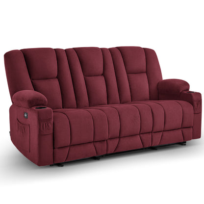81 in 3 Seater Reclining Sofa with Heat and  Massage 6034M3
