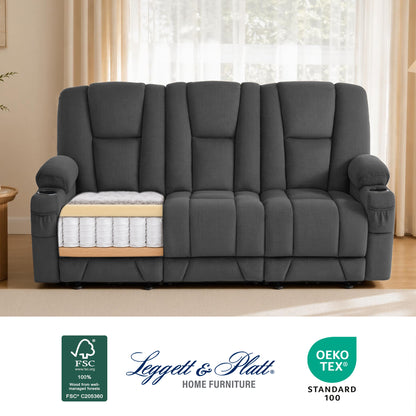 81 in 3 Seater Reclining Sofa with Heat and  Massage 6034M3