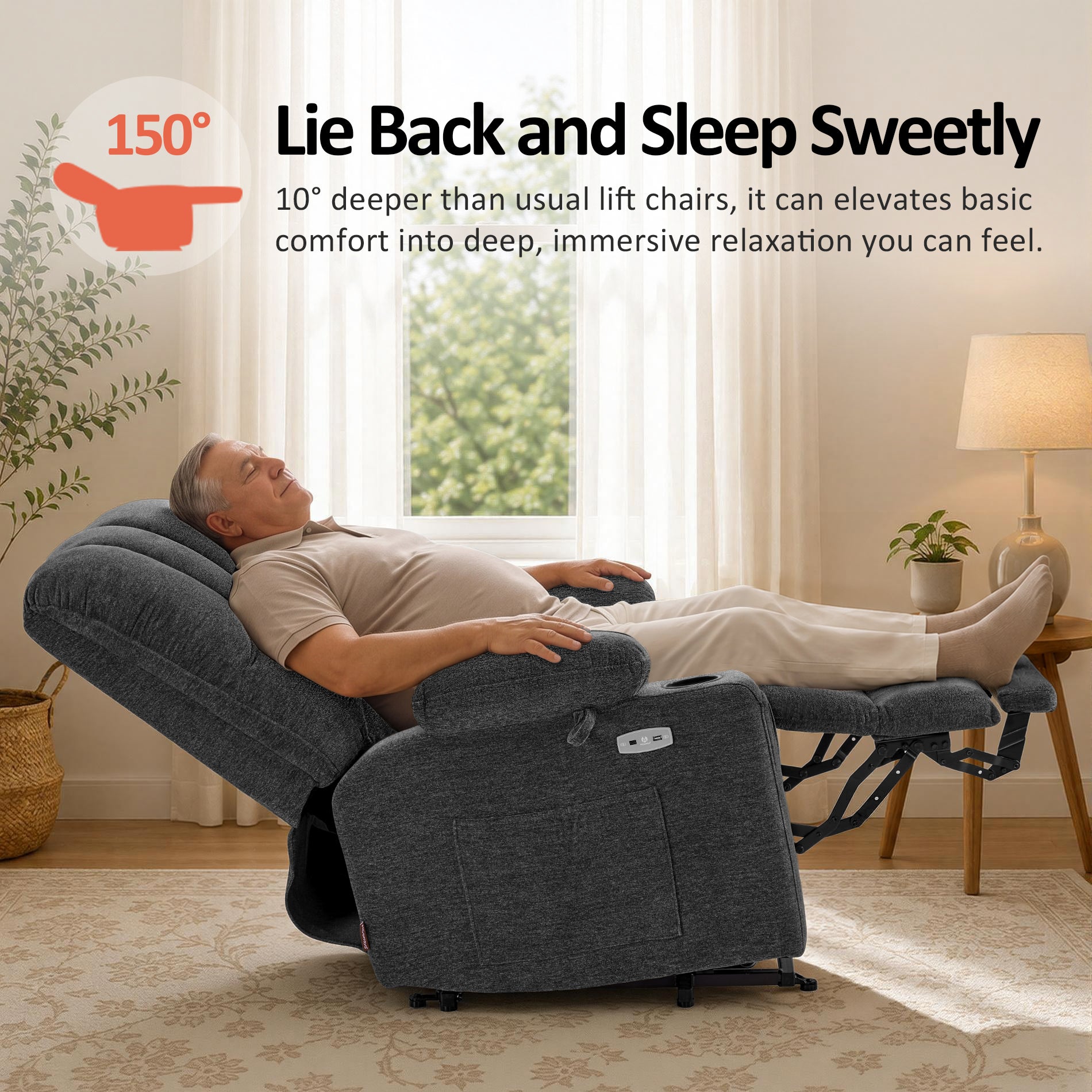 Power Lift Recliner Chair, Massage and Heat, Fabric 7095|7099|R7092|R7096