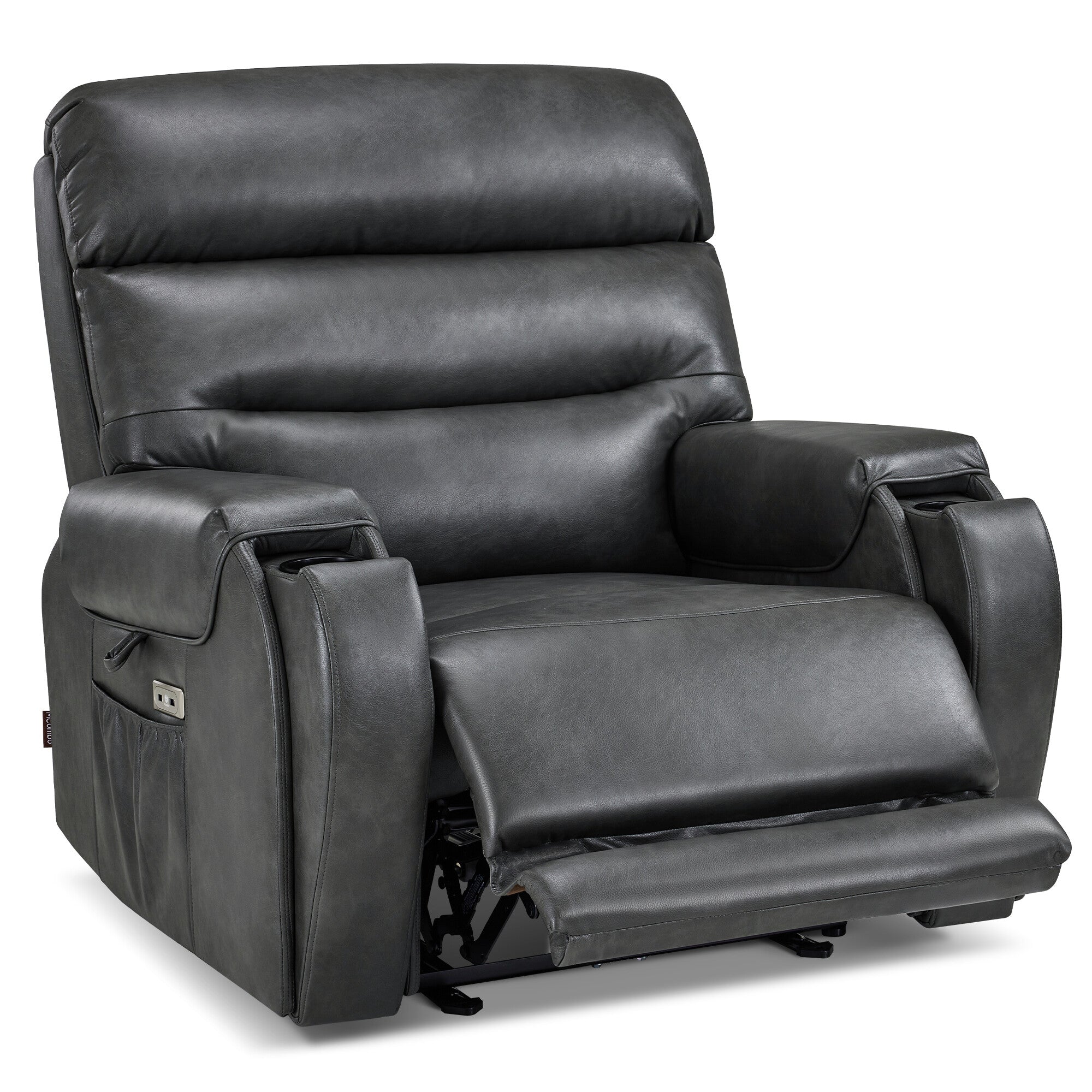 Oversized Power Recliner Chair with Adjustable Headrest, Zero Gravity Recliner with Heat & Vibration Massage, USB & Type C Ports, Cup Holders 6186
