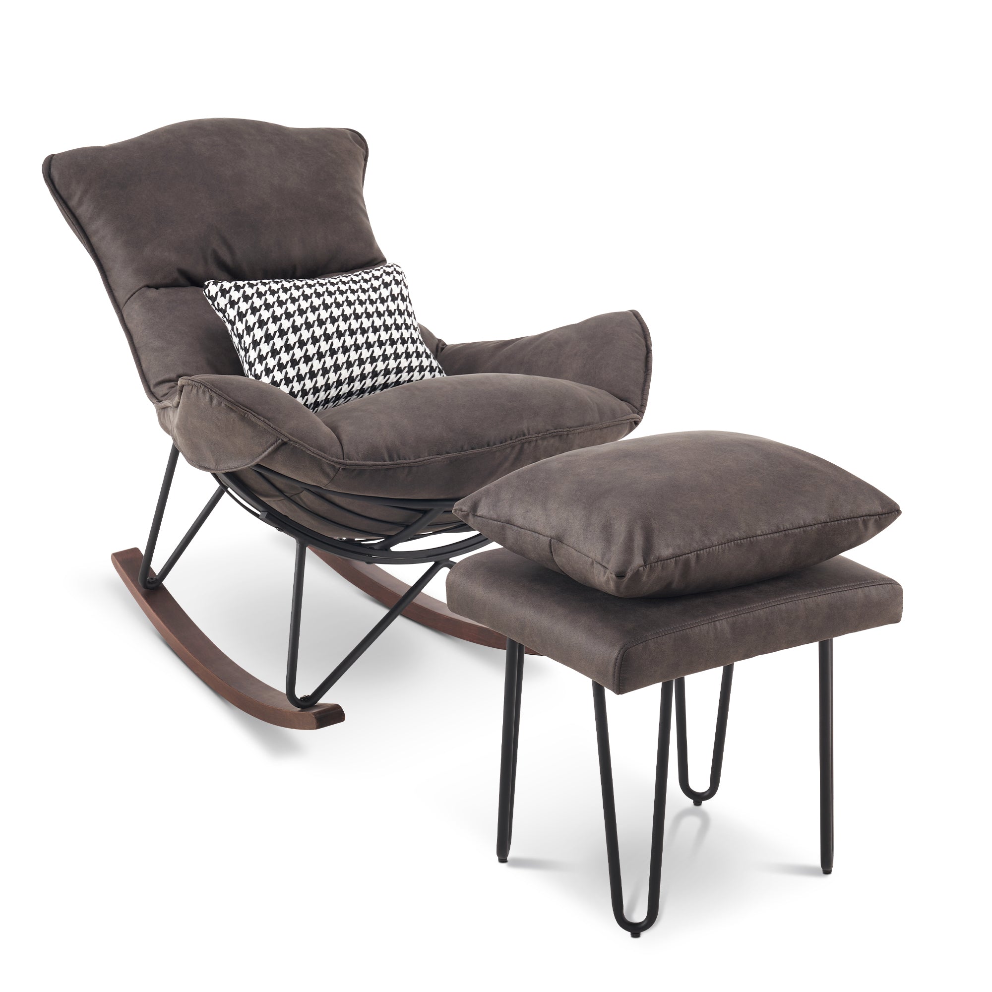 Accent Rocking Chairs with Ottoman, Fabric HQ203