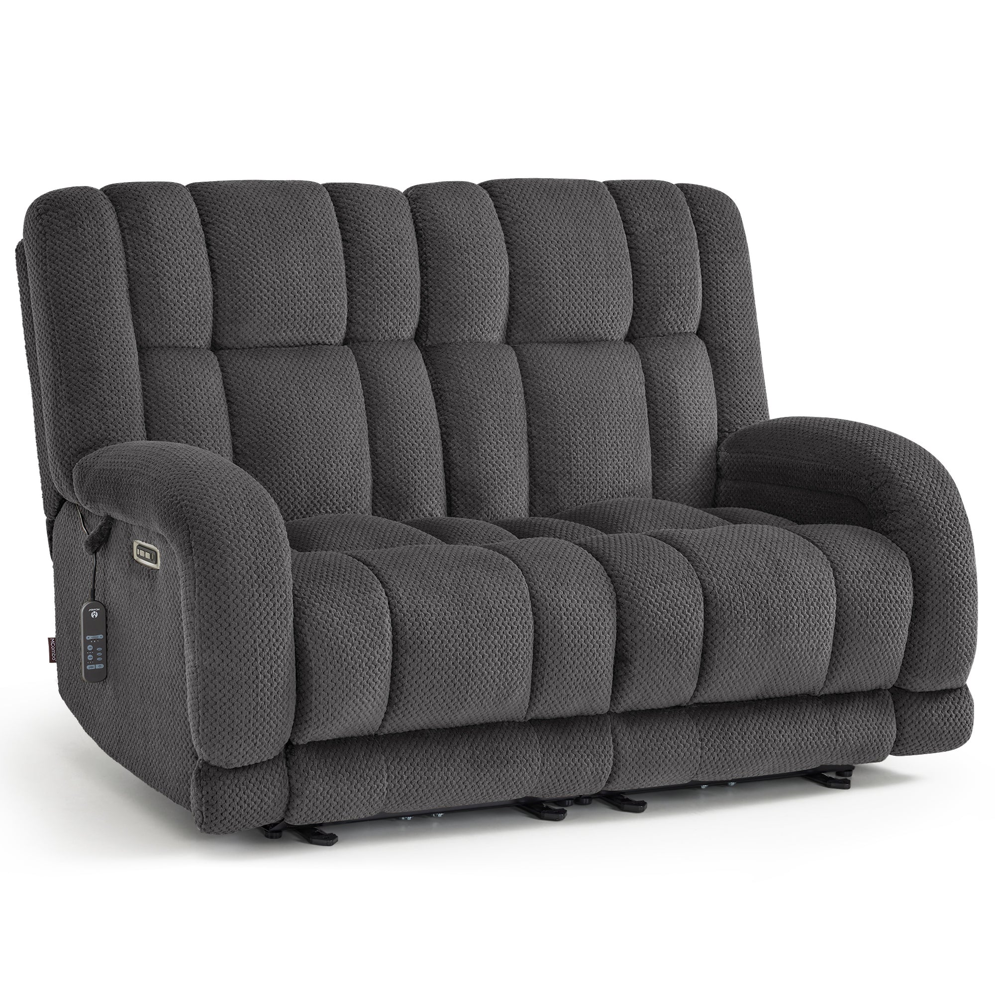 Power Reclining Loveseat with Heat and Massage, Fabric 6855