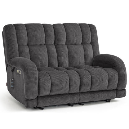 Power Reclining Loveseat with Heat and Massage, Fabric 6855