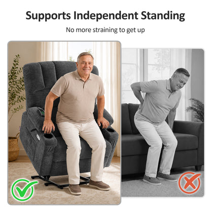 Power Lift Recliner Chair, Massage and Heat, Fabric 7095|7099|R7092|R7096