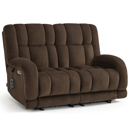 Power Reclining Loveseat with Heat and Massage, Fabric 6855
