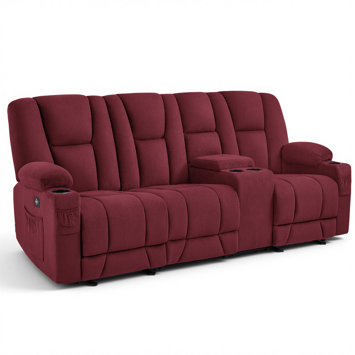 92 in 3 Seater Reclining Sofa with Storage Console 6034M4