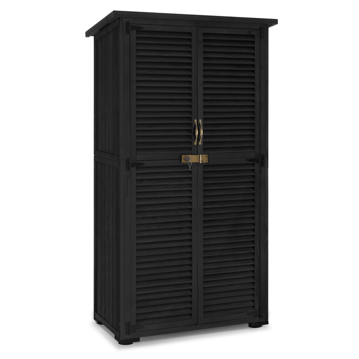 Mcombo Outdoor Wooden Storage Cabinet, Garden Tool Shed with Latch, Outside Tools Wood Cabinet with Double Doors for Patio 0709 & 0808 & 1900
