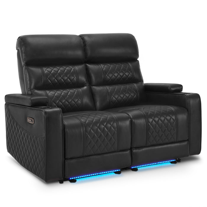 MCombo Electric Power Reclining Loveseat Sofa with Adjustable Headrests for Living Room, with USB & Type-C Ports, Home Theater Seating with Armrest Storage HTS470