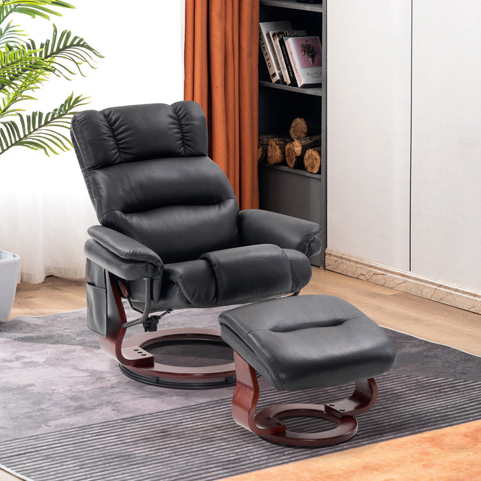 MCombo Swivel Recliners with Ottoman, Reclining TV Chairs with Vibration Massage, Faux Leather Ergonomic Lounge Chair for Living Room Bedroom 4832