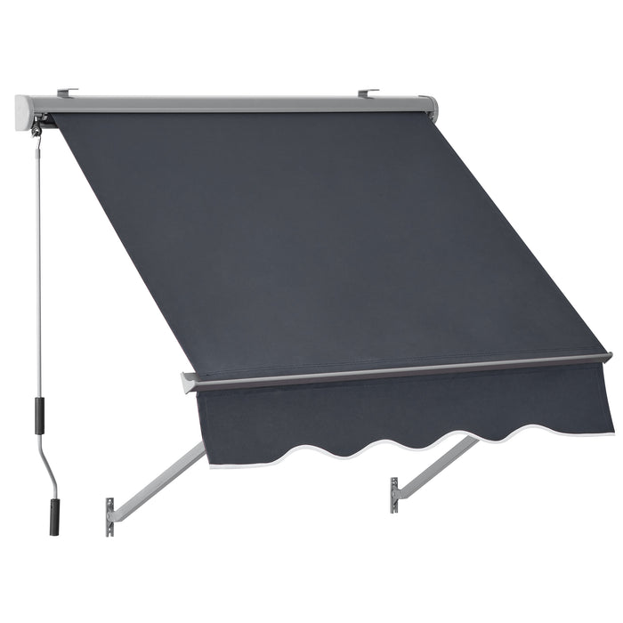 MCombo Patio Window Awnings, Fully Assembled Manual Retractable Sunshade Canopy for Windows & Doors, 4104 4112
