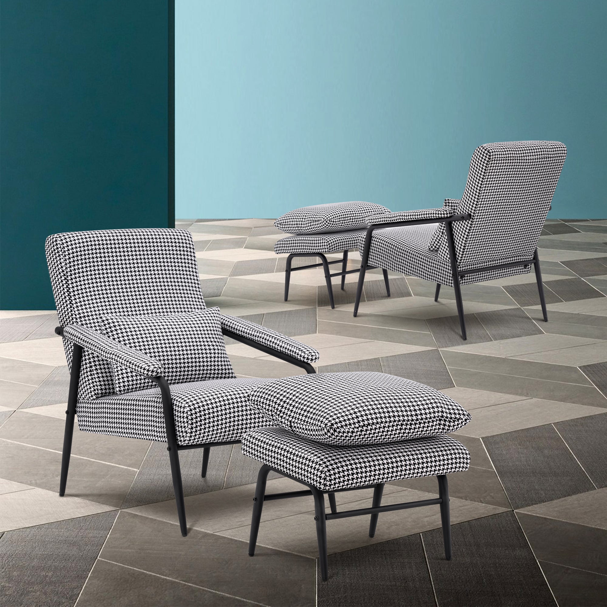 Accent Chair with Ottoman, Fabric 4123