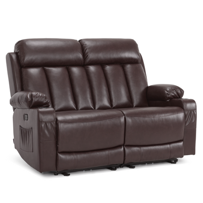 61 in Power Reclining Loveseat with Heat and Massage 6075