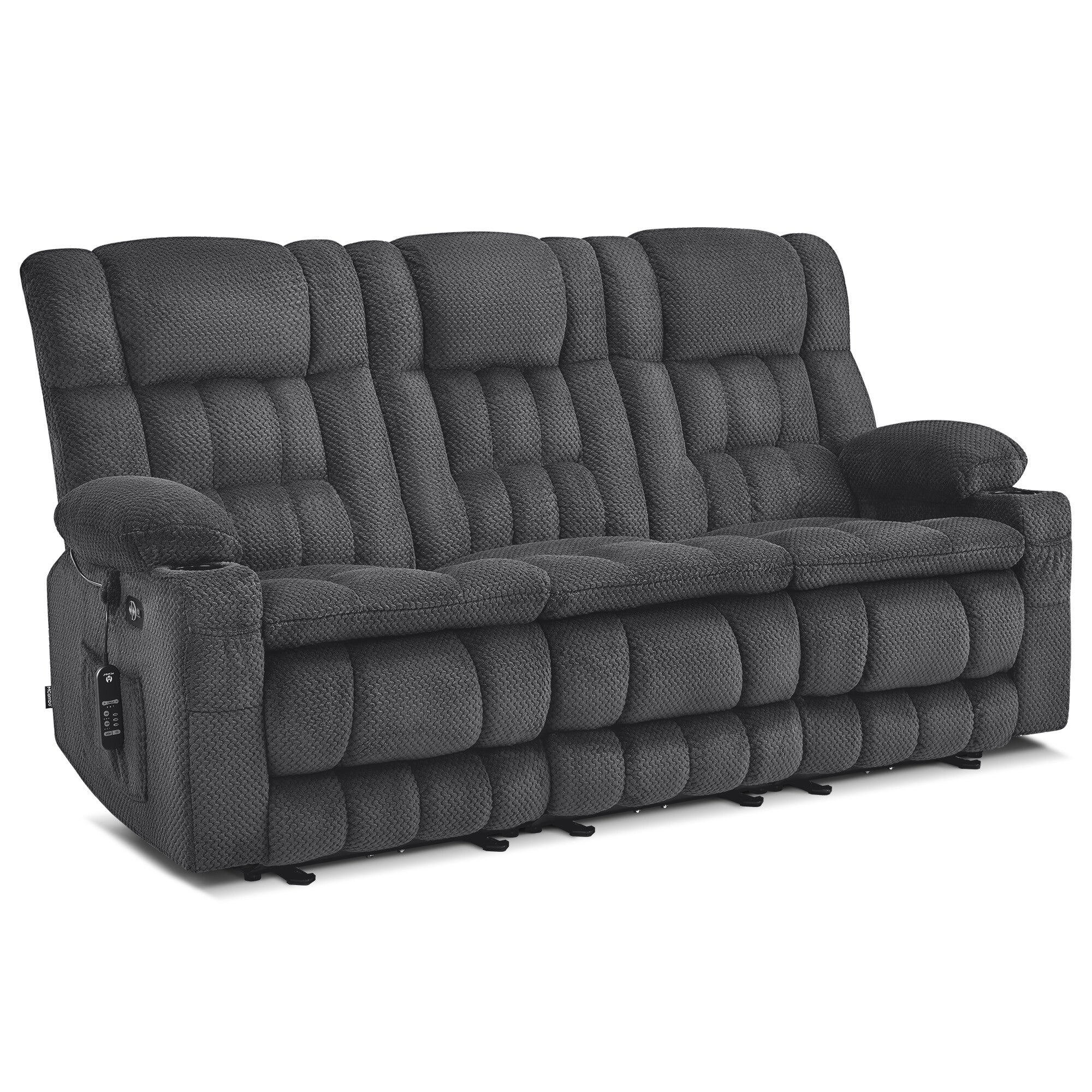 Power Reclining Loveseat with Heat and Massage, Fabric RS6314