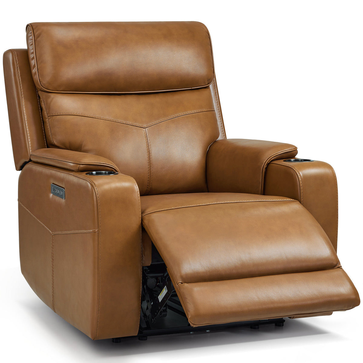 Genuine Leather Zero-Wall Power Recliner with Adjustable Headrest, Cup Holders GL58