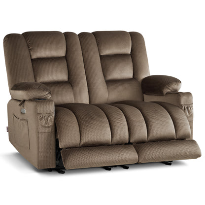 Power Reclining Loveseat with Heat and Massage, Fabric PR648