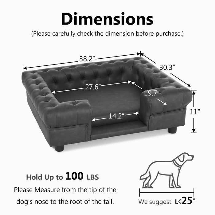 MCombo Pet Sofa Bed Dog Couch for Small Dogs, Faux Leather Dog Sofa with Small Stairs, 6321