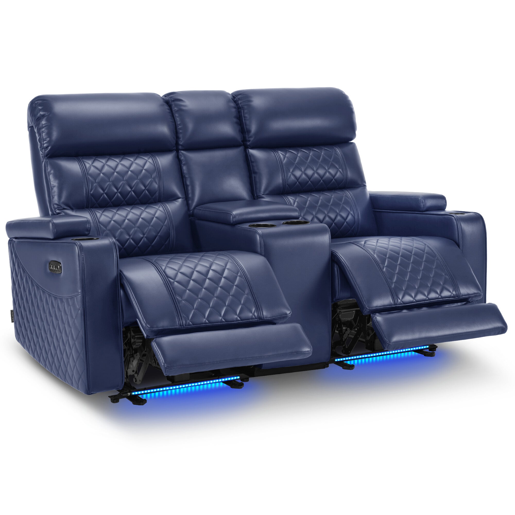 Power Reclining Loveseat with Console, Home Theater Seating, Faux leather HTS480