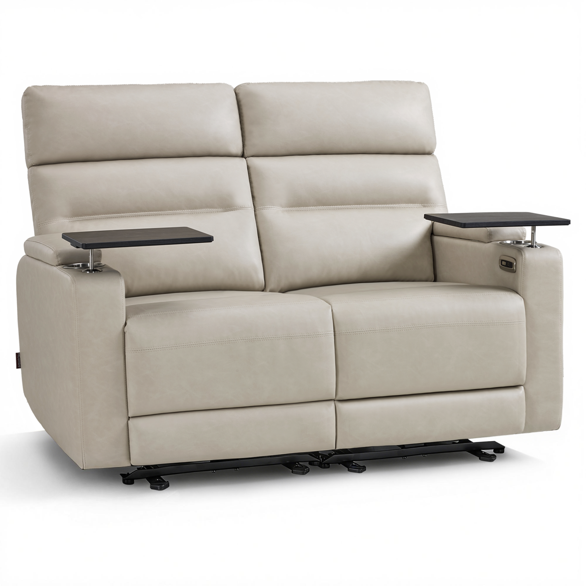 Wall Hugger Power Reclining Loveseat with Console and Outlets for Small Spaces, RV Loveseat Sofa with Armrest Storage, 360° Swivel Tray Table, USB & Type C Ports RV01|RV02